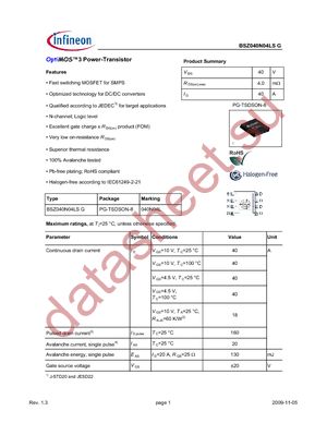 BSZ040N04LSG datasheet  